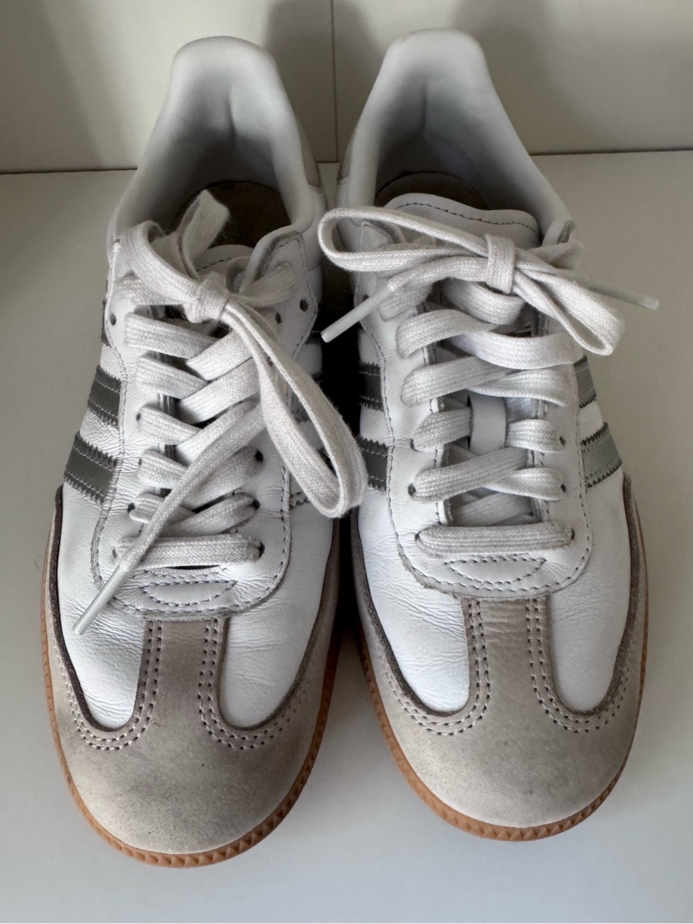 adidas White & Silver (Gum sole) Sambas